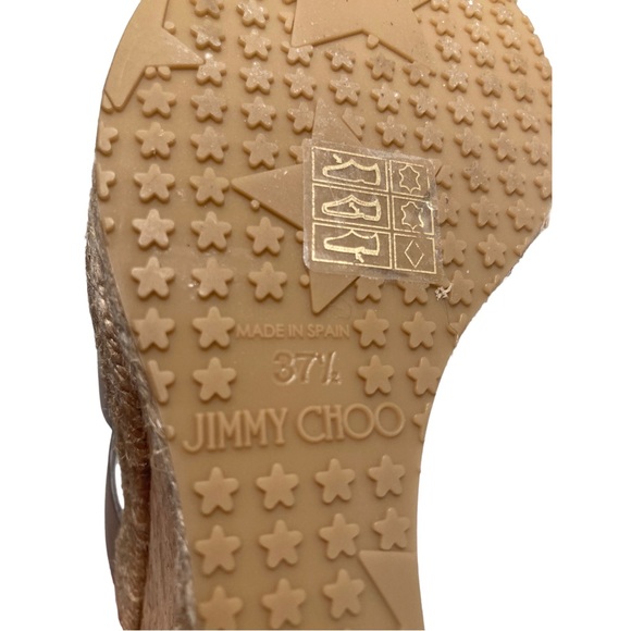 JIMMY CHOO | Brown Strappy Cork Leather & Raffia Wedge Sandals NIB Spain Sz 7.5 - Picture 12 of 15